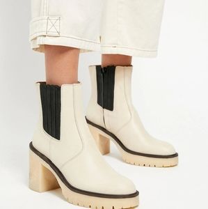 Free People Cream and Black Ankle Boots